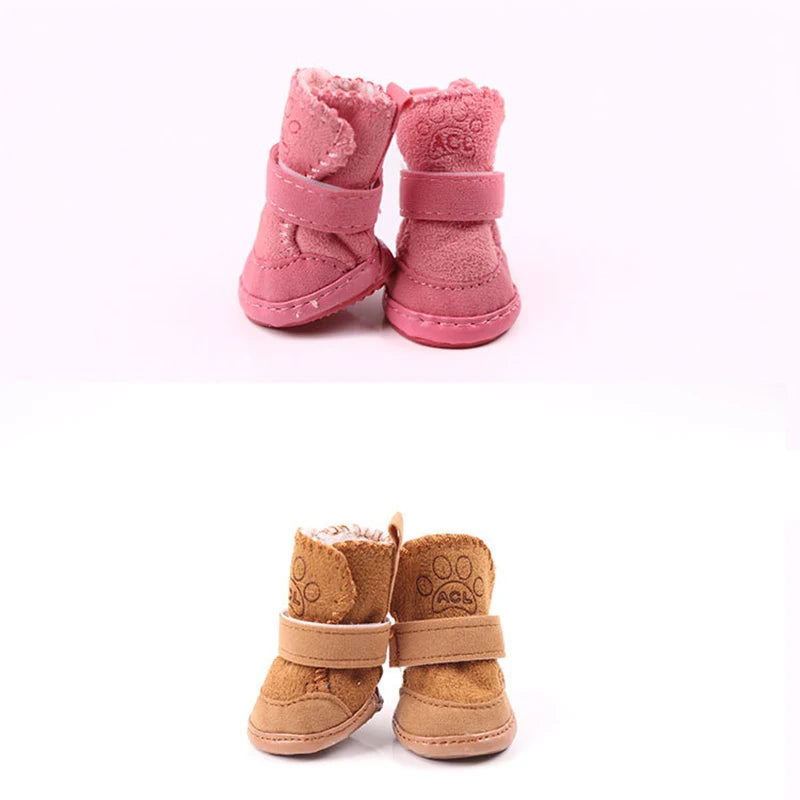4PCS Winter Warm Dog Shoes – Anti-Slip Rain and Snow Boots for Small and Medium Dogs