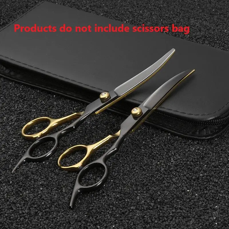 6.5-Inch Pet Grooming Scissors Kit - Black & Gold