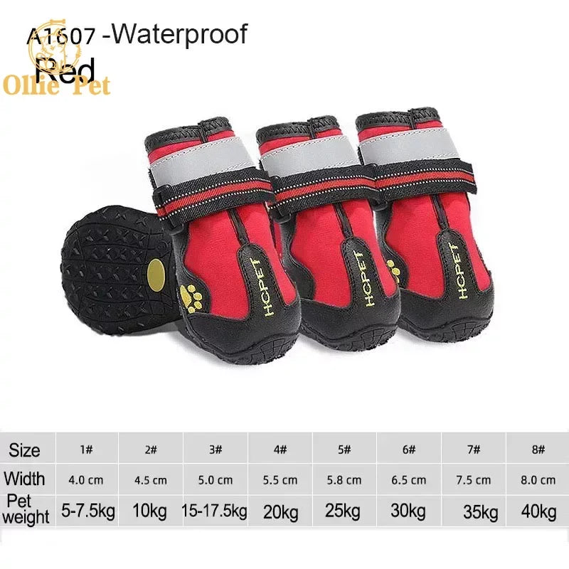 Anti-Slip Reflective Rain and Snow Boots for Small and Large Dogs (4PCS)