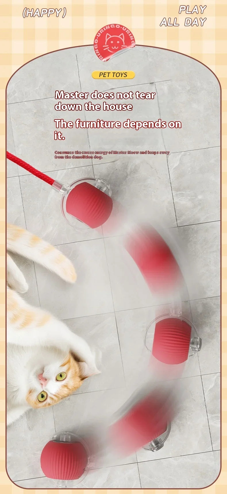 USB Rechargeable Interactive Rolling Cat Toy Ball