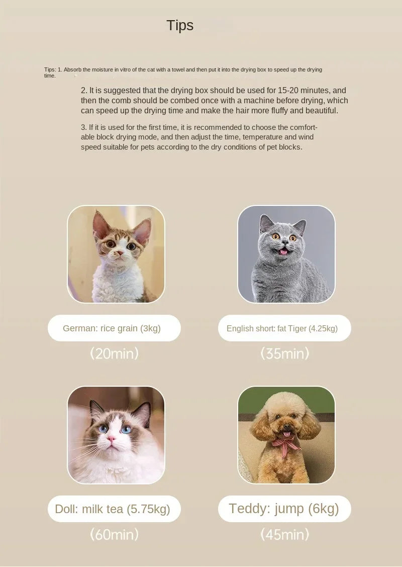 Smart Pet Drying Box – Automatic Temperature Control Dryer with Water Sterilization for Cats and Dogs
