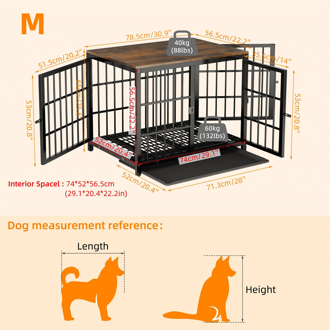 White Dog Crate Furniture with Black Cage and End Table Design