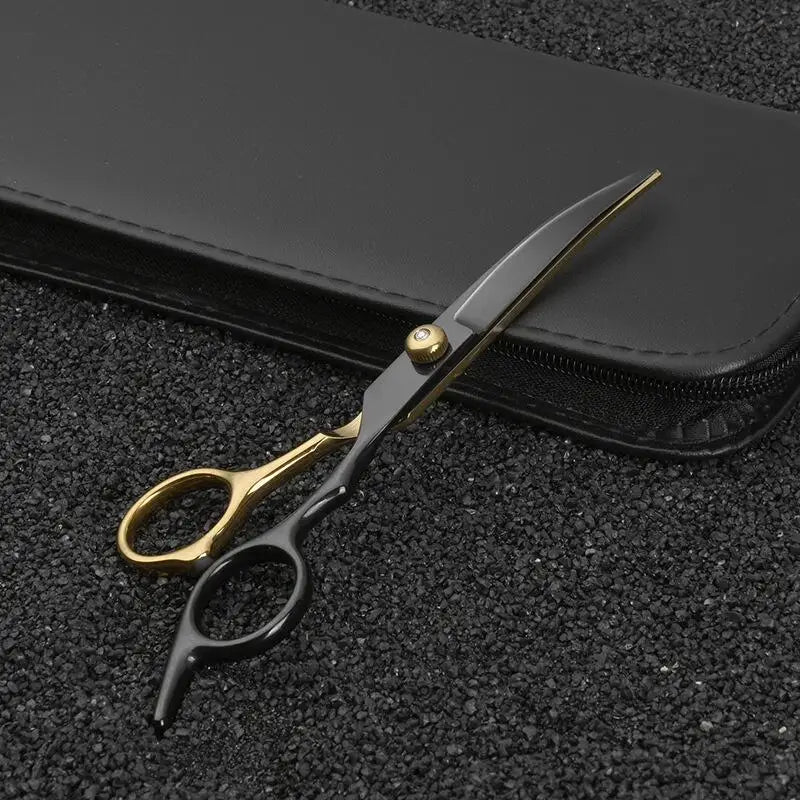 6.5-Inch Pet Grooming Scissors Kit - Black & Gold