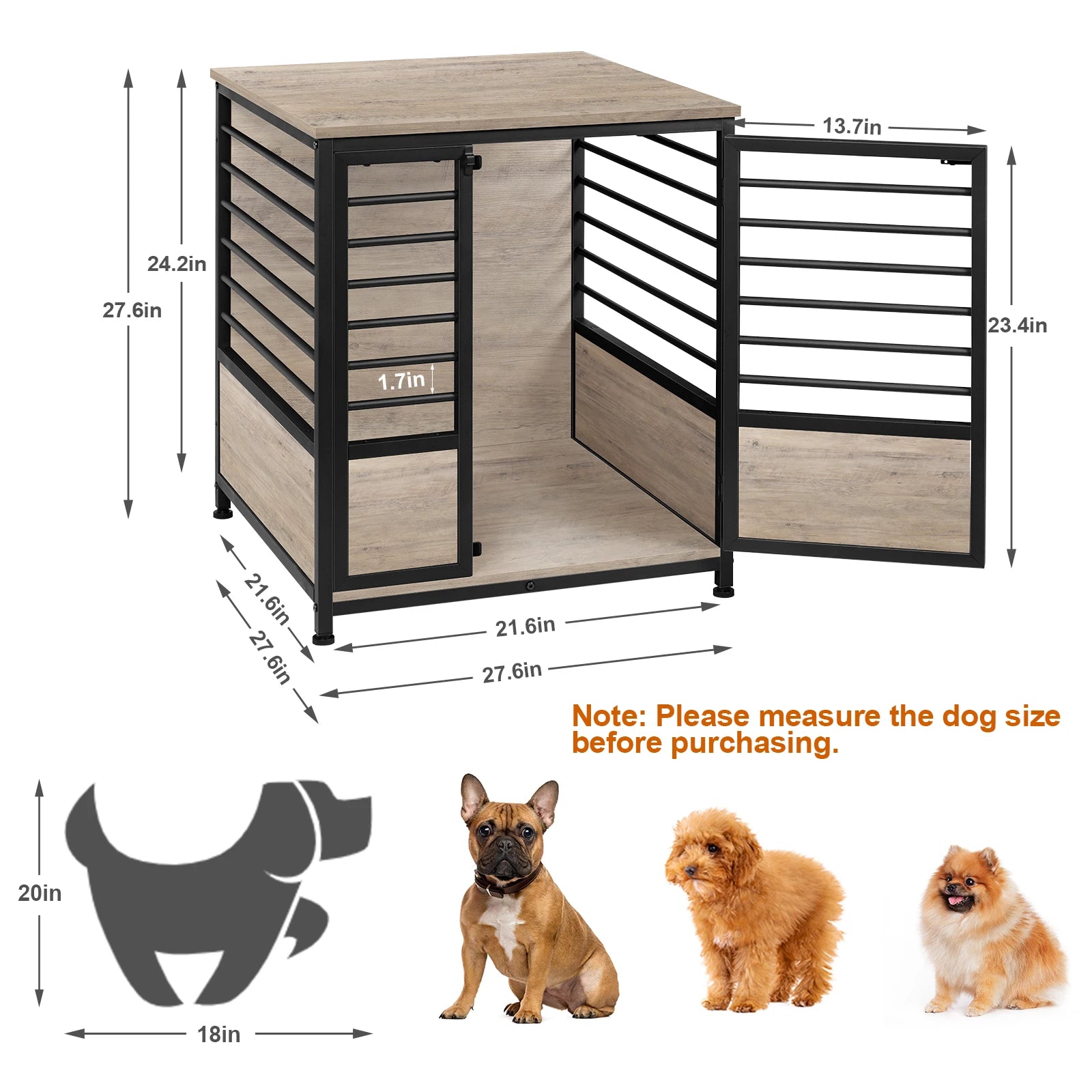 Small Heavy-Duty Dog Cage – Stylish Indoor Dog Crate Furniture and Side End Table