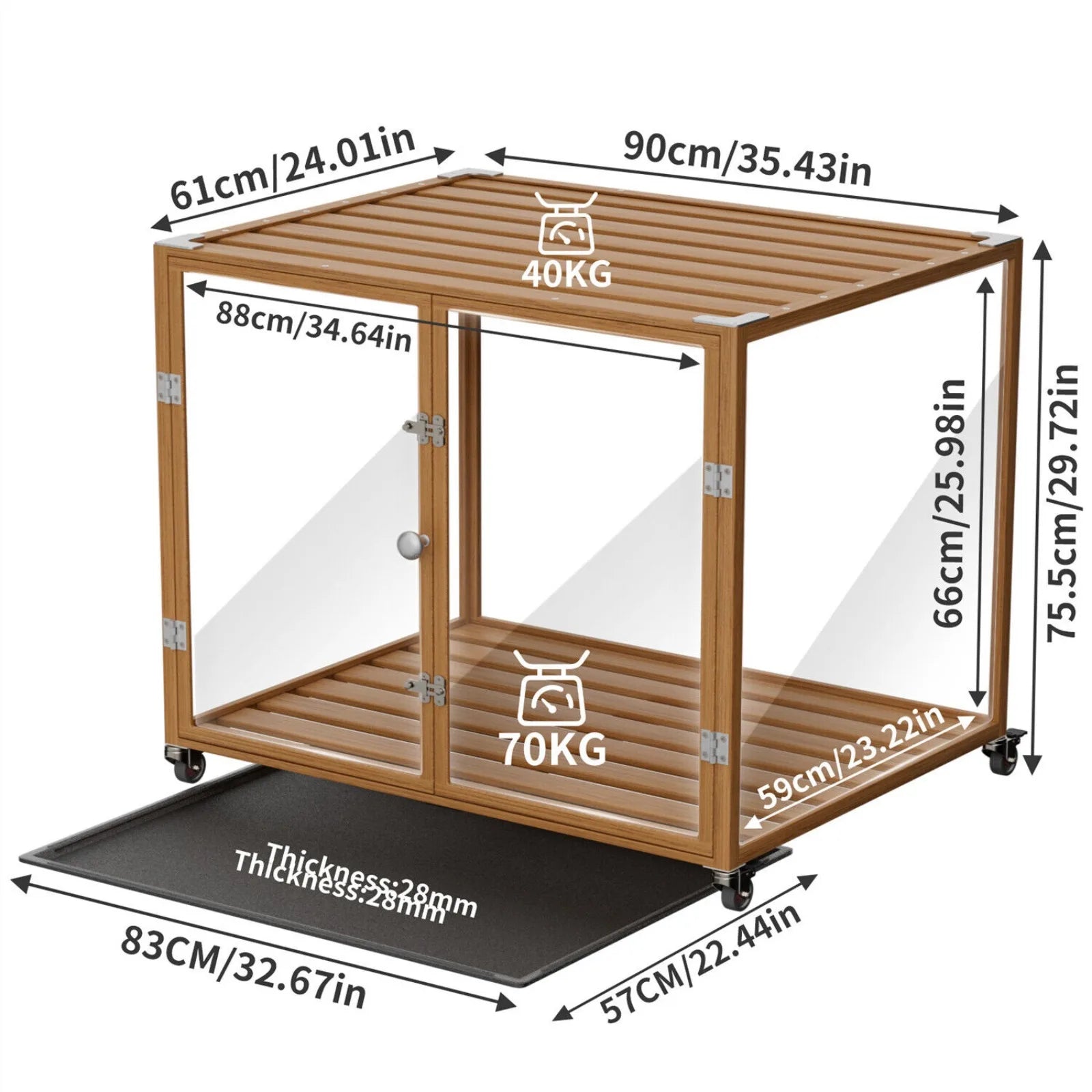 US Top-Level Dog Crate with Tempered Glass and Aluminum Frame