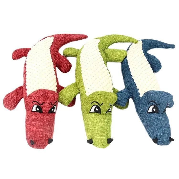 Corn Velvet Crocodile Plush Dog Toy with Squeaker