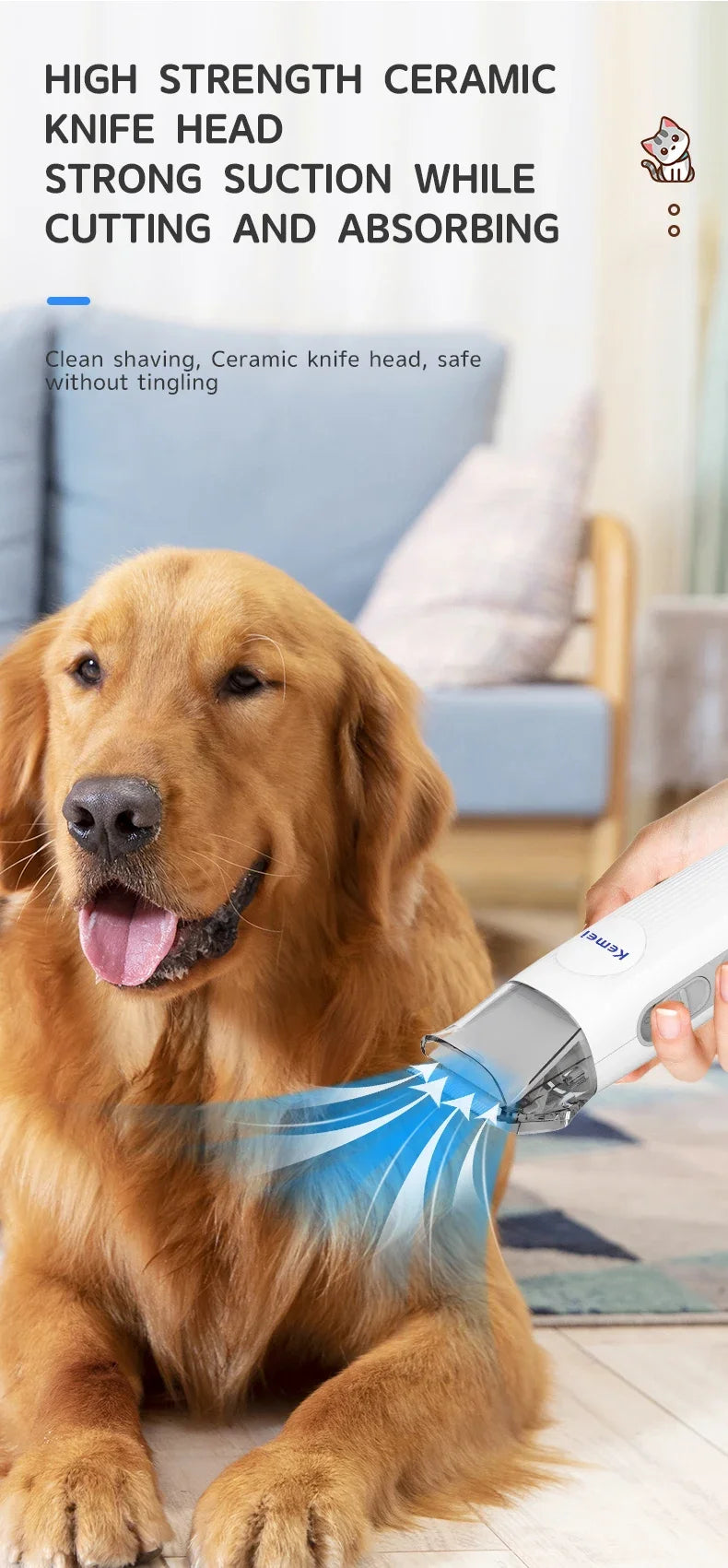 Dog Hair Vacuum & Grooming Kit – All-in-One Pet Grooming Vacuum with Clippers, Nail Grinder, Brush & Cleaning Tools