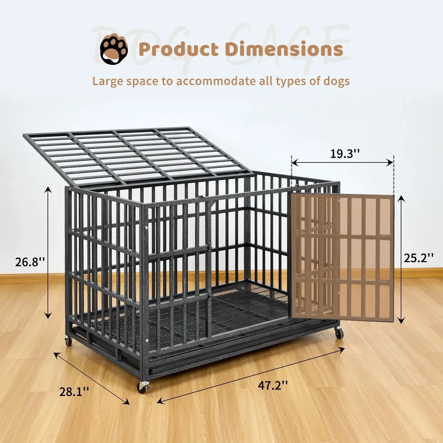 Escape-Proof Steel Dog Crate – Heavy-Duty Double Door Cage for High-Anxiety Dogs
