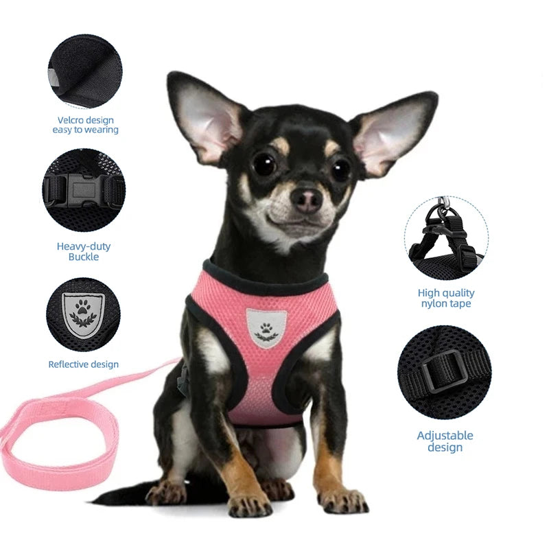 Adjustable Cat & Dog Harness Vest with Traction Rope Set