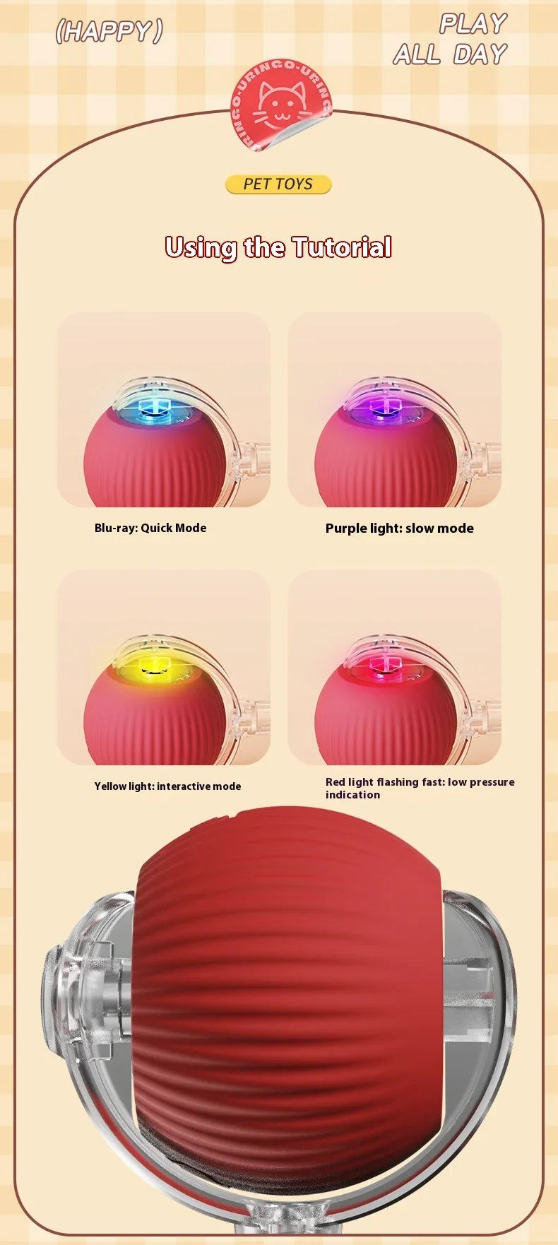 USB Rechargeable Interactive Rolling Cat Toy Ball