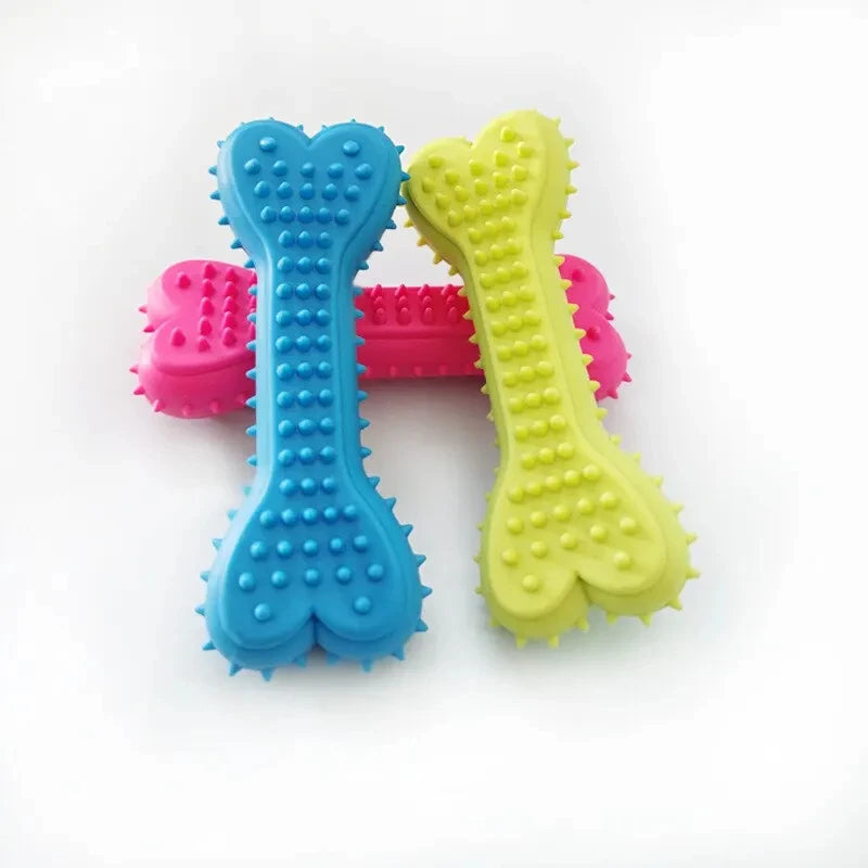 Pet Chew Toy - Soft Rubber Bite-Resistant Bone for Small Dogs