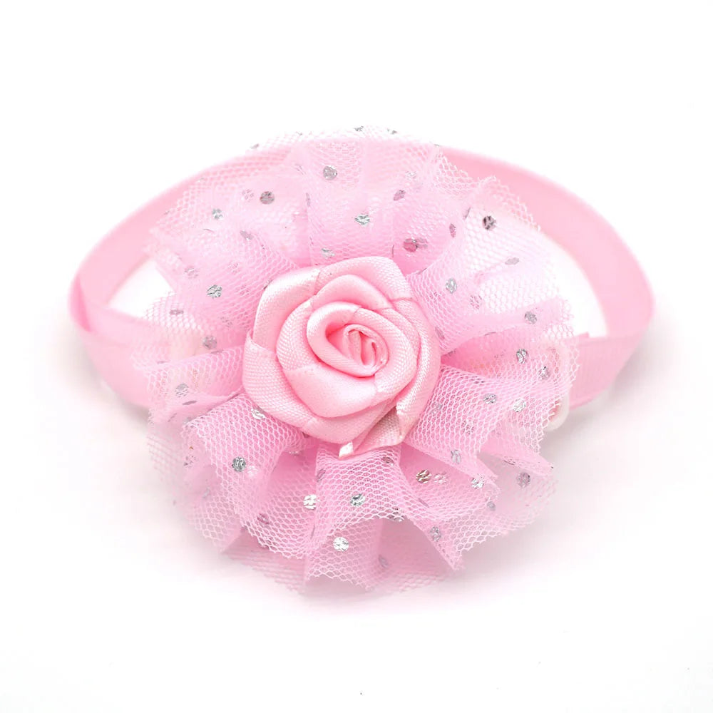 20pcs Valentine’s Day Pet Bowties and Neckties – Lace Rose Love Style Accessories for Dogs and Cats