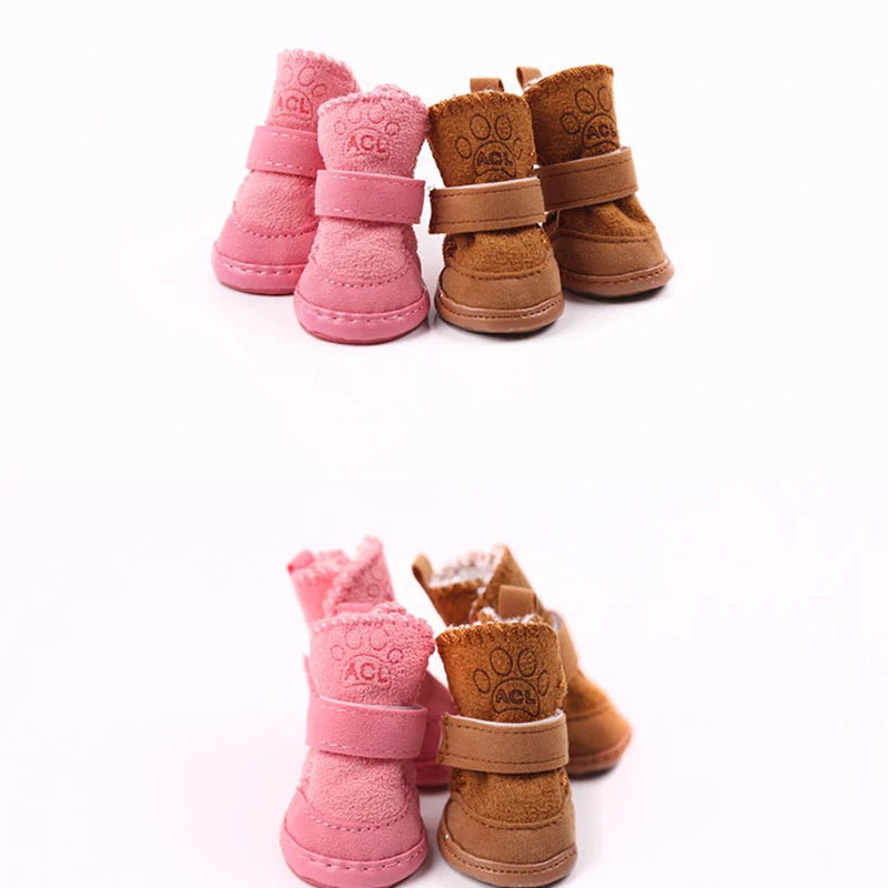 4PCS Winter Warm Dog Shoes – Anti-Slip Rain and Snow Boots for Small and Medium Dogs