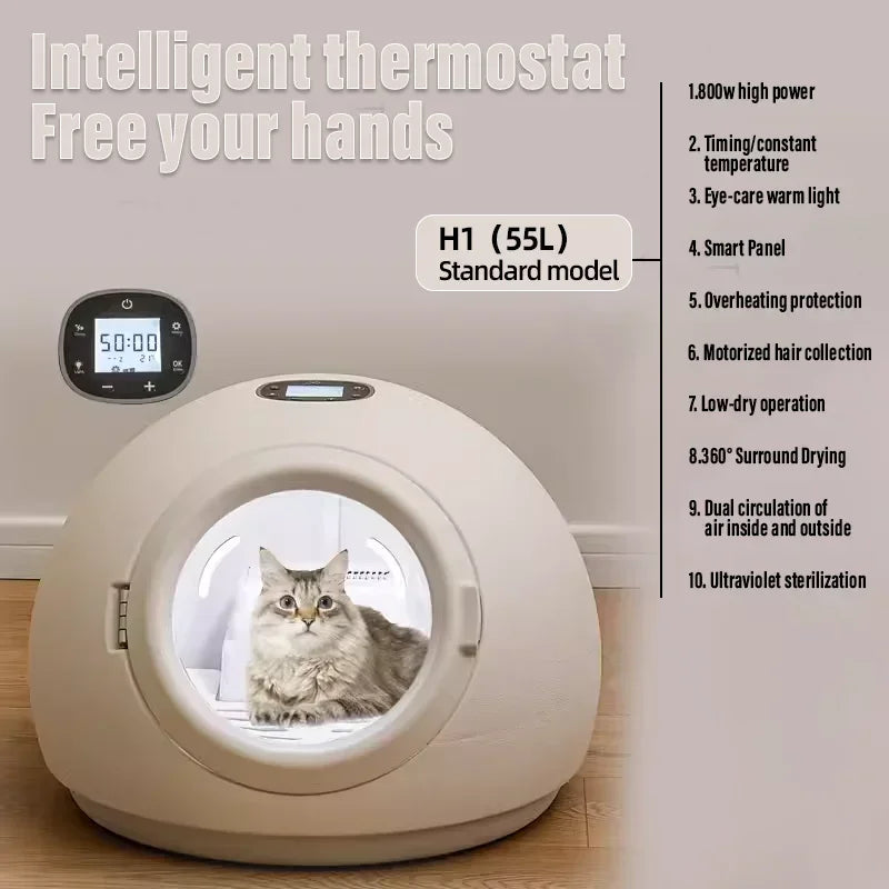 Smart Pet Drying Box – Automatic Temperature Control Dryer with Water Sterilization for Cats and Dogs