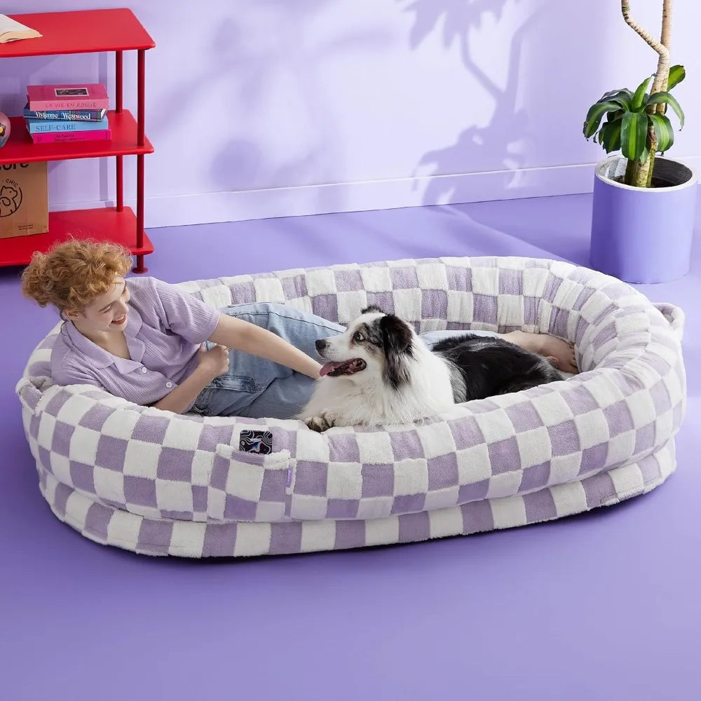 Calming Human Size Dog Bed with Egg Foam