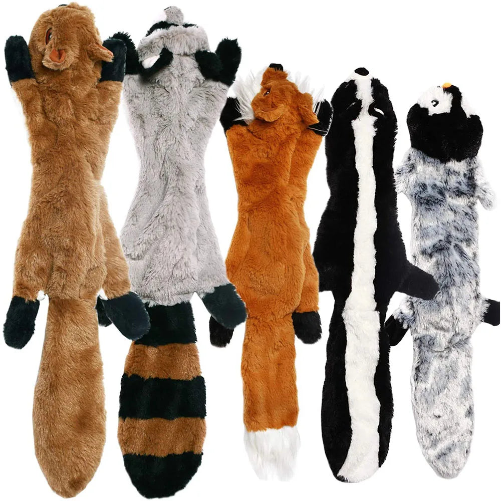 Stuffing-Free Animal Plush Dog Toy with Squeakers
