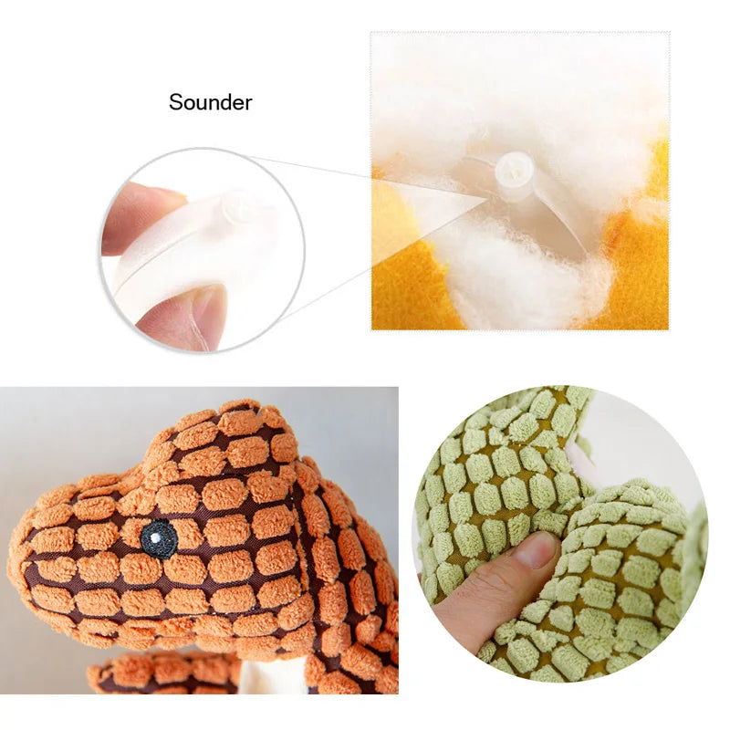 Cartoon Dinosaur Plush Squeaky Dog Toy