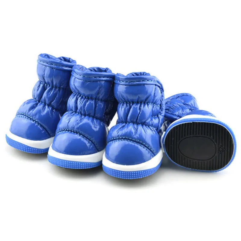 4PCS Winter Dog Shoes – Warm Fleece Waterproof Snow Boots for Small Dogs