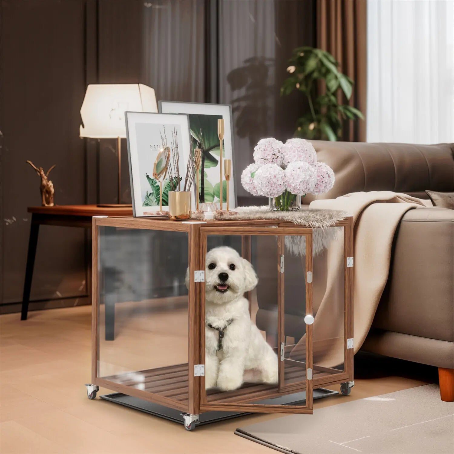 US Top-Level Dog Crate with Tempered Glass and Aluminum Frame