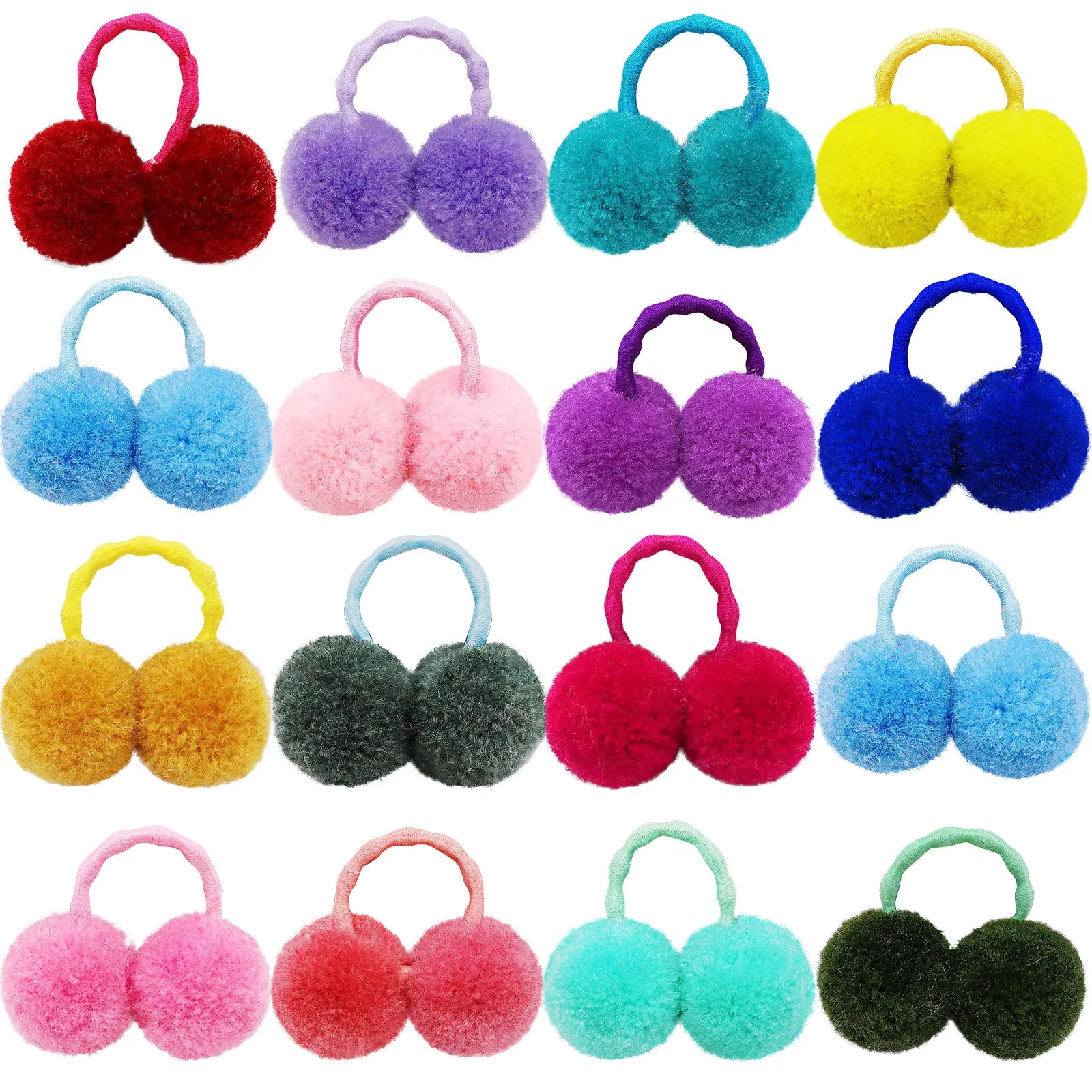 10pcs Pet Hair Bands with Plush Balls – Elastic Grooming Bows for Small and Medium Dogs and Cats