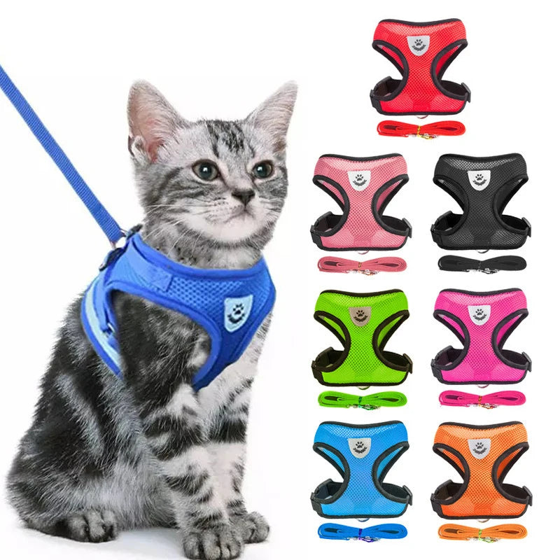 Adjustable Cat & Dog Harness Vest with Traction Rope Set