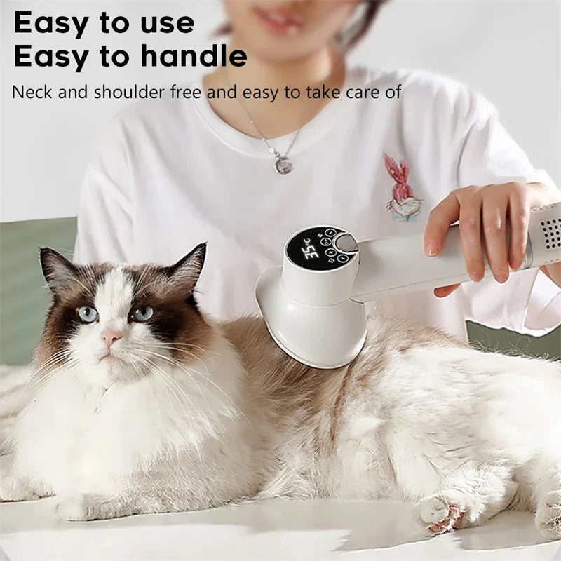 Smart Hair Dryer with Brush for Dogs and Cats – Grooming Comb with Hair Removing and Blow-Drying Function