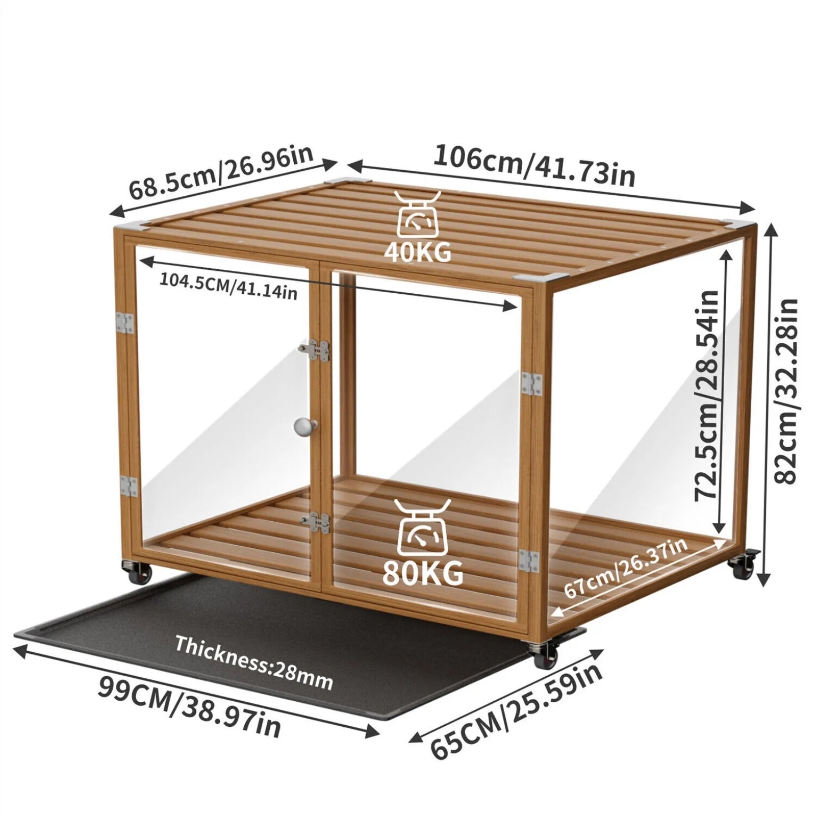 US Top-Level Dog Crate with Tempered Glass and Aluminum Frame