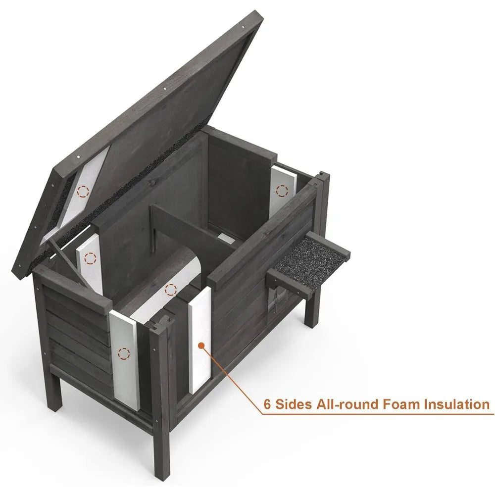 Outdoor Heated Cat House – Weatherproof Insulated Shelter with Heating Pad for Feral and Outdoor Cats