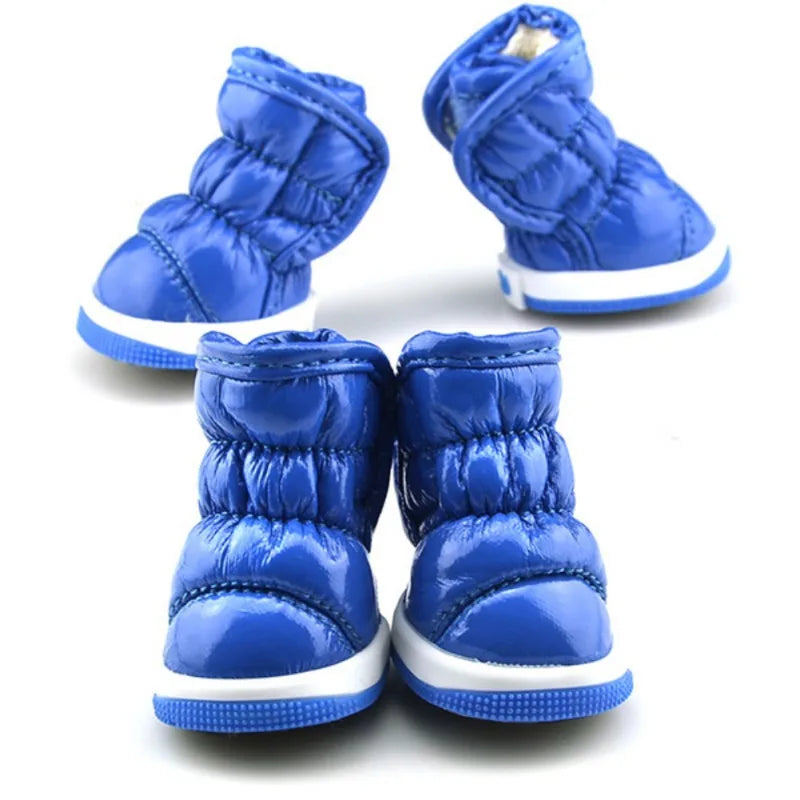 4PCS Winter Dog Shoes – Warm Fleece Waterproof Snow Boots for Small Dogs