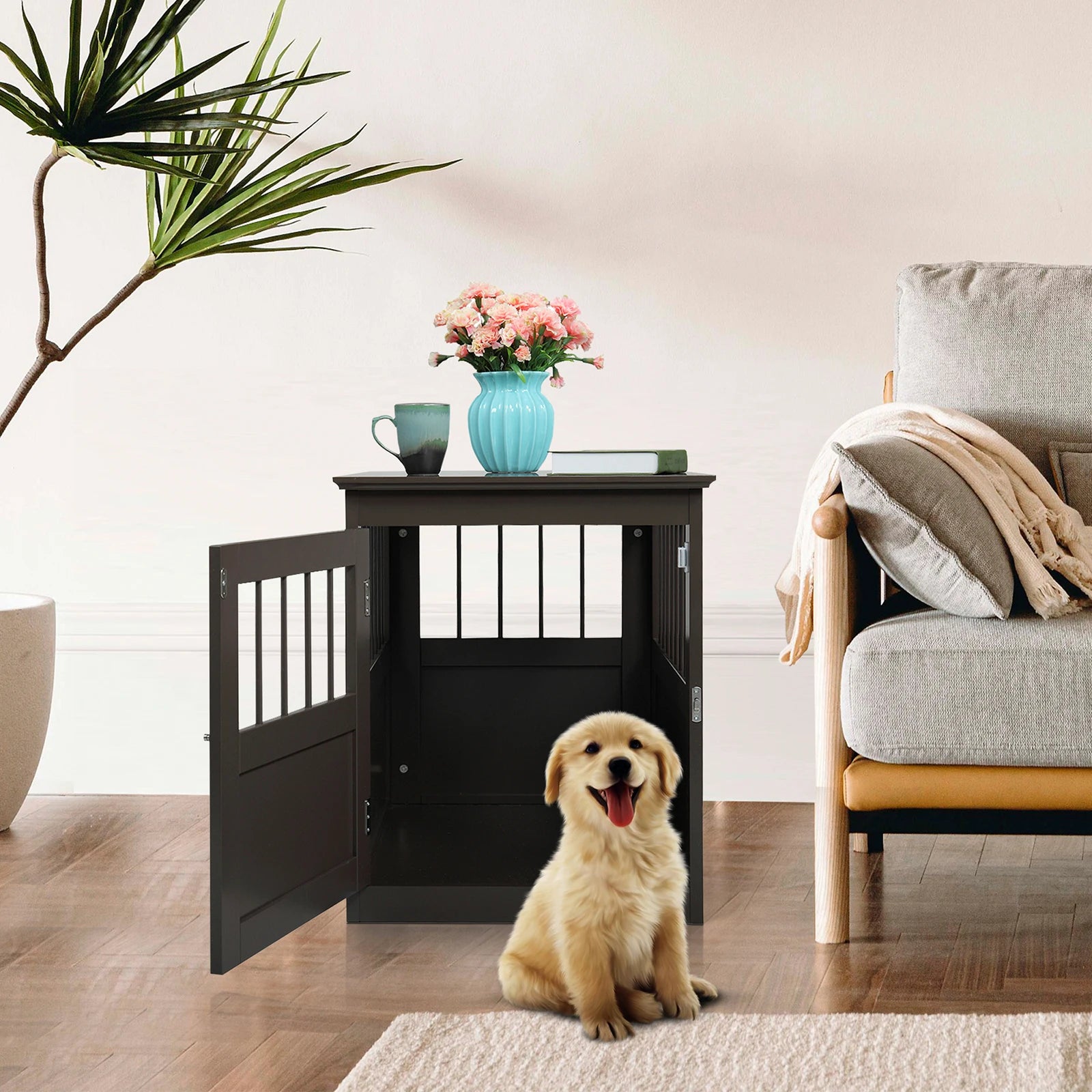 Wood Dog Crate Furniture & End Table