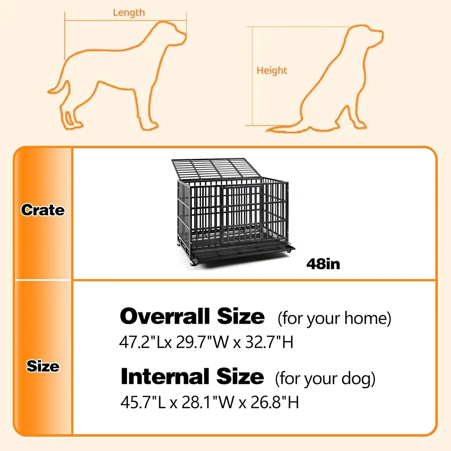 Escape-Proof Steel Dog Crate – Heavy-Duty Double Door Cage for High-Anxiety Dogs