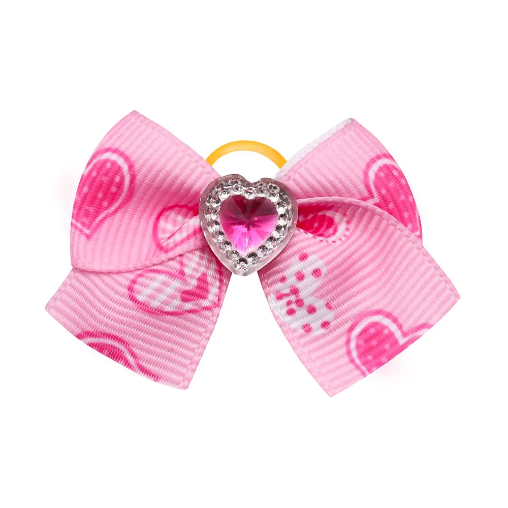 20PCS Valentine’s Day Dog Bows – Red and Pink Hair Bow Accessories for Dogs and Cats