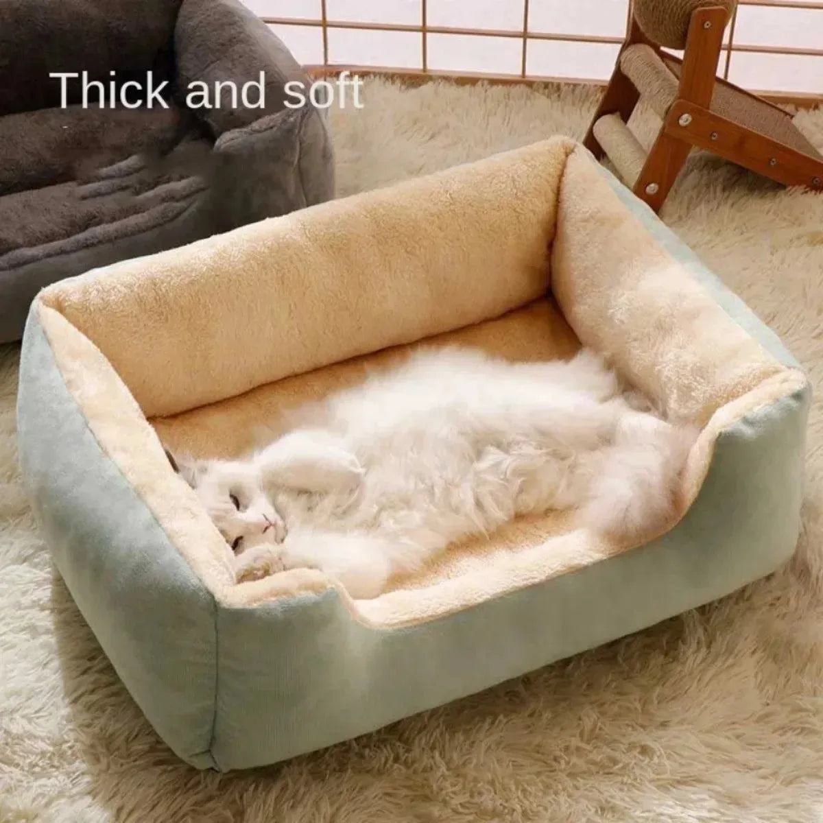 Warm Square Plush Kennel Thickened Cat Bed