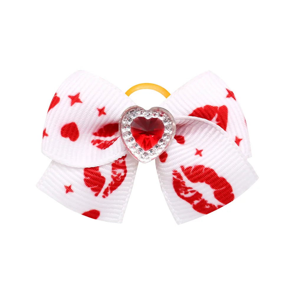 20PCS Valentine’s Day Dog Bows – Red and Pink Hair Bow Accessories for Dogs and Cats