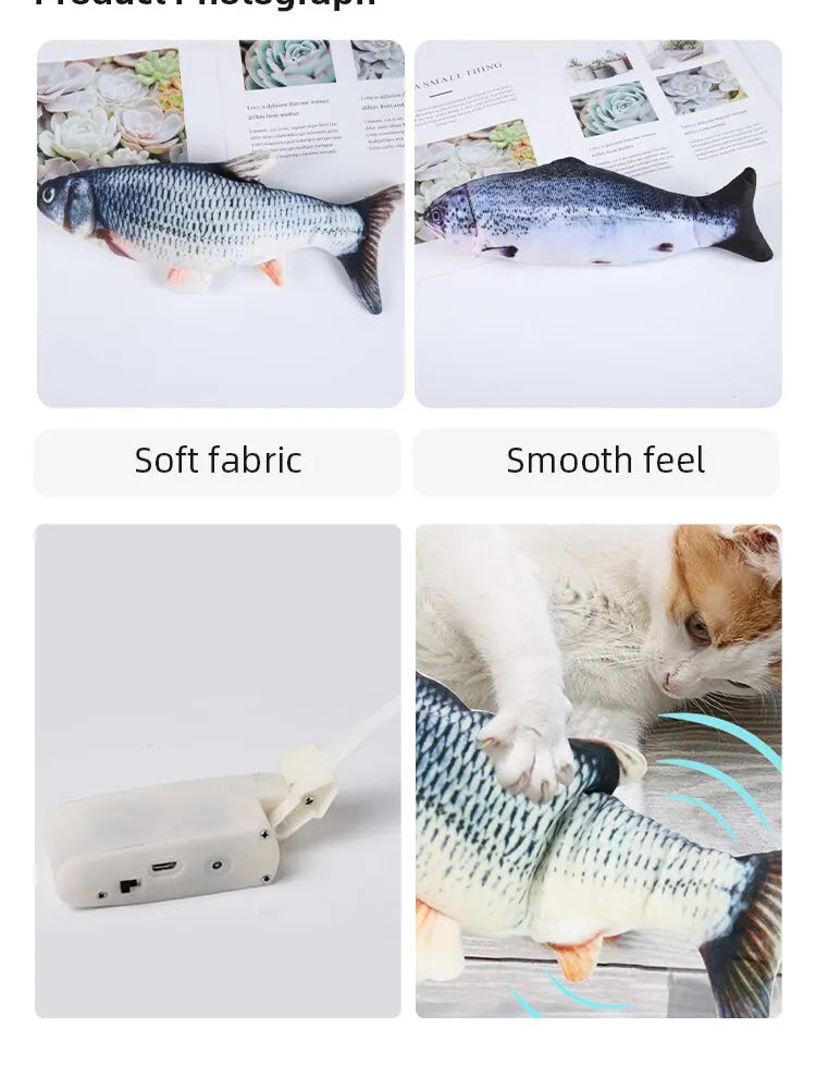 USB Rechargeable Electric Floppy Fish Toy for Cats & Dogs