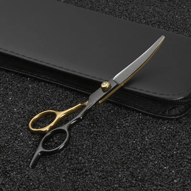 6.5-Inch Pet Grooming Scissors Kit - Black & Gold