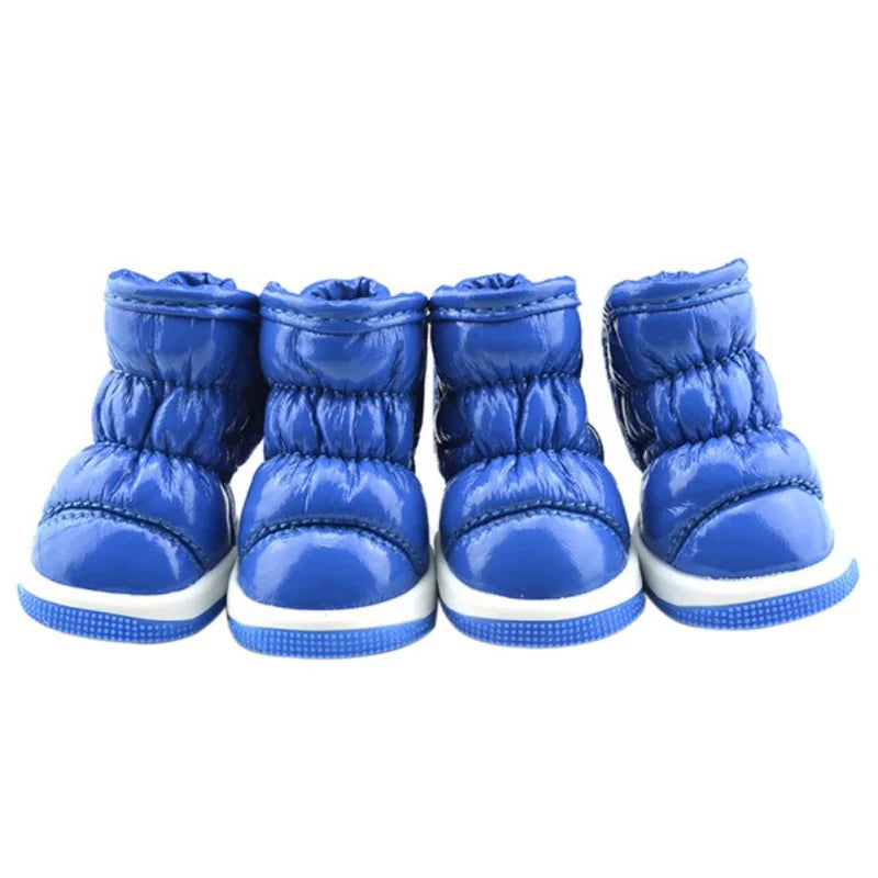 4PCS Winter Dog Shoes – Warm Fleece Waterproof Snow Boots for Small Dogs