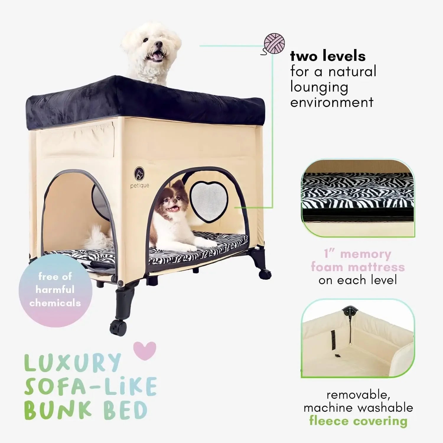 Raised Bunk Bed for Medium Size Pets for Cats & Dogs