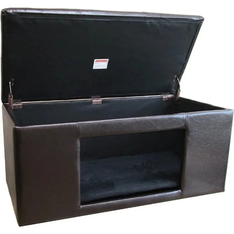 Button Tufted Leatherette Pet Bed & Bench |