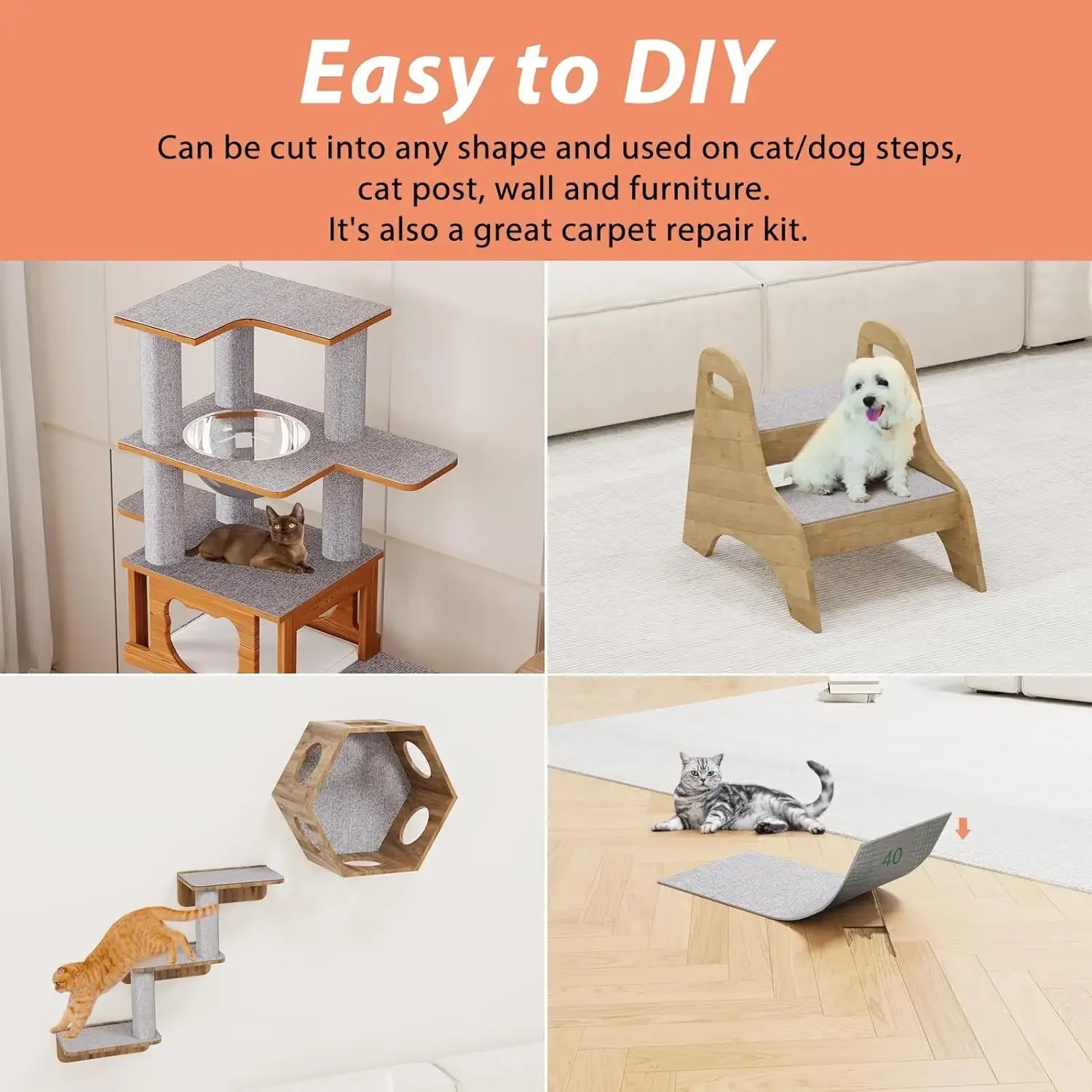 Self-Adhesive Cat Scratching Mat for Furniture Protection