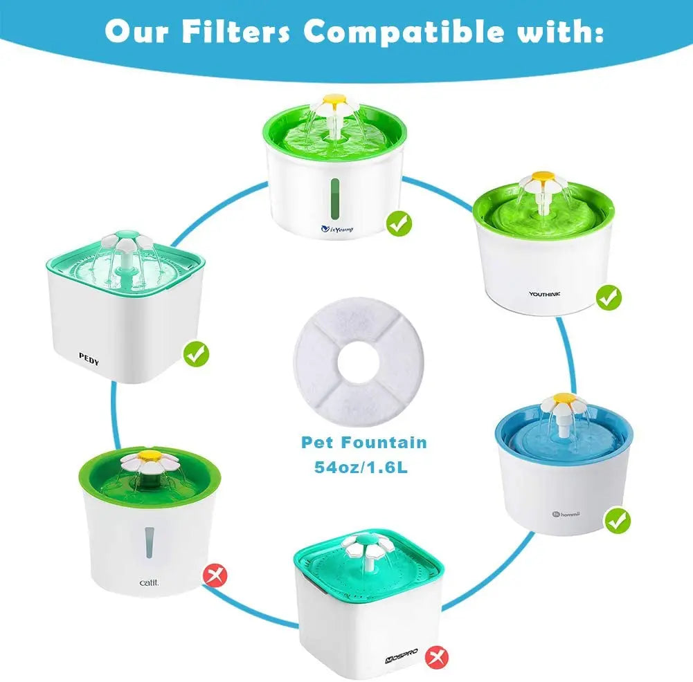 12-Piece Activated Carbon Replacement Filters for 1.6L Pet Water Fountains