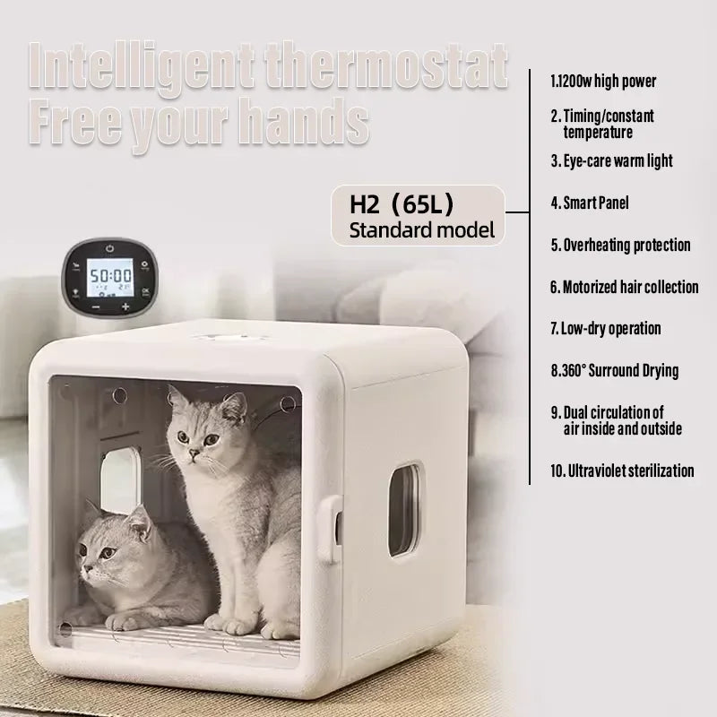 Smart Pet Drying Box – Automatic Temperature Control Dryer with Water Sterilization for Cats and Dogs