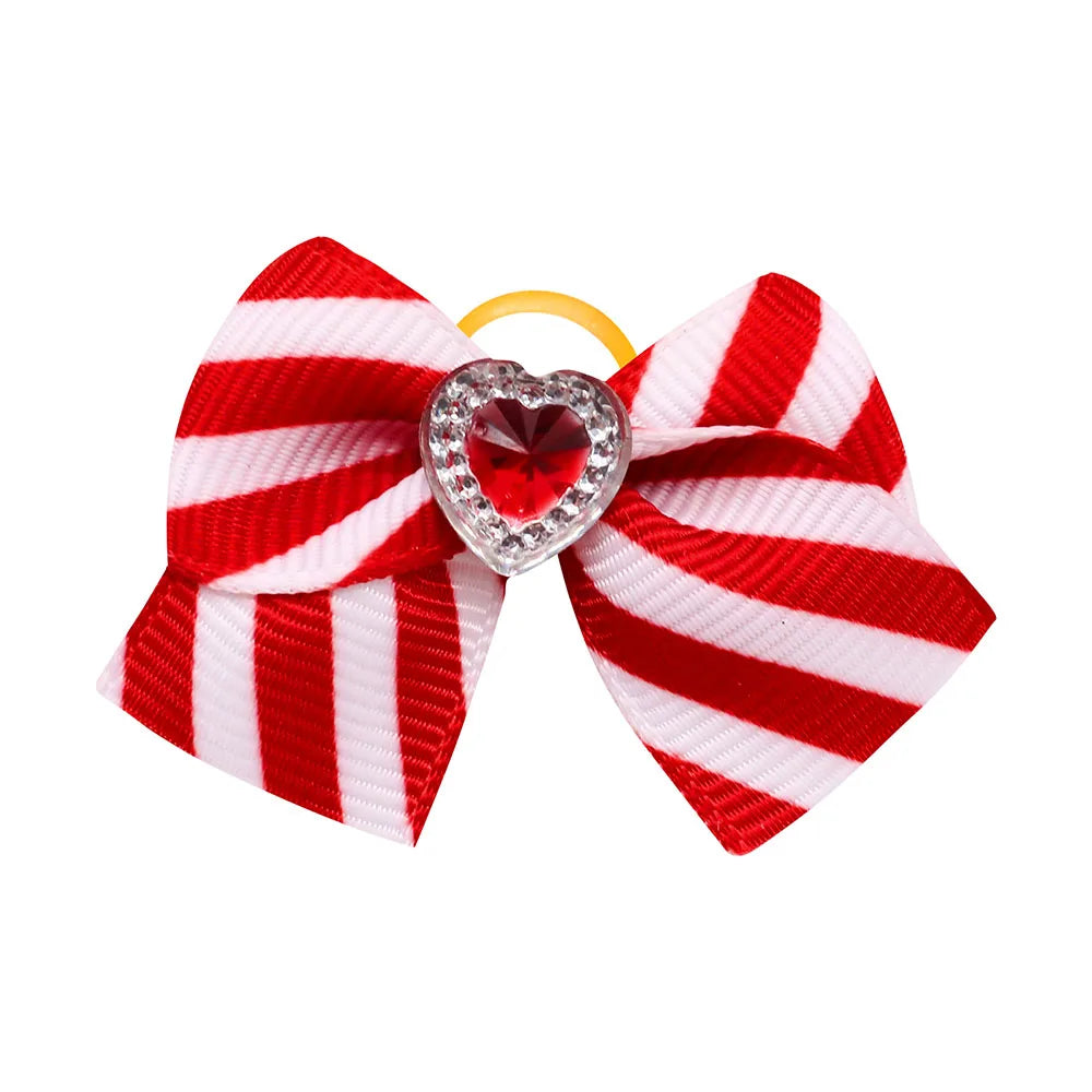 20PCS Valentine’s Day Dog Bows – Red and Pink Hair Bow Accessories for Dogs and Cats