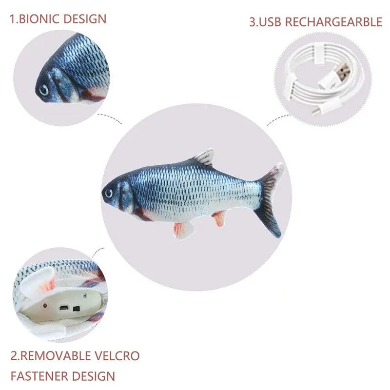 USB Rechargeable Electric Floppy Fish Toy for Cats & Dogs