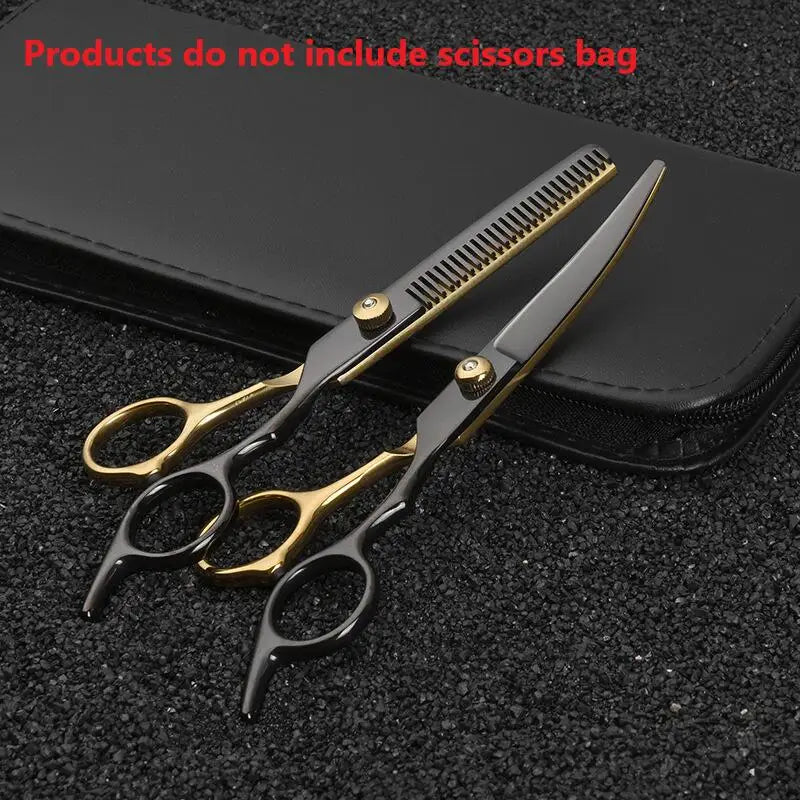 6.5-Inch Pet Grooming Scissors Kit - Black & Gold