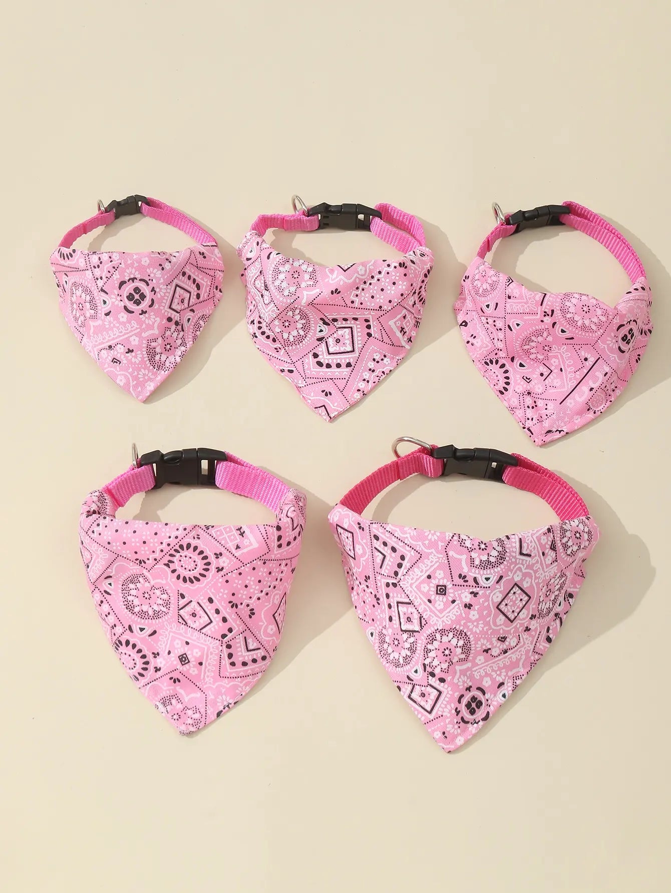 Pink Color Random Pattern Pet Bandana