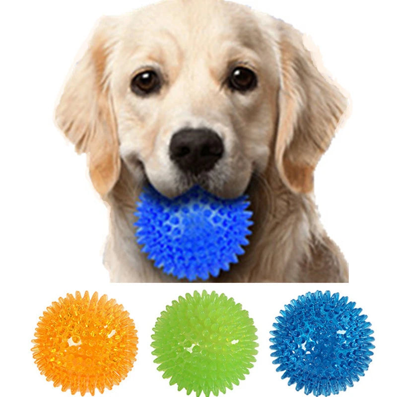 Squeaky Spiked TPR Chewing Ball for Pets