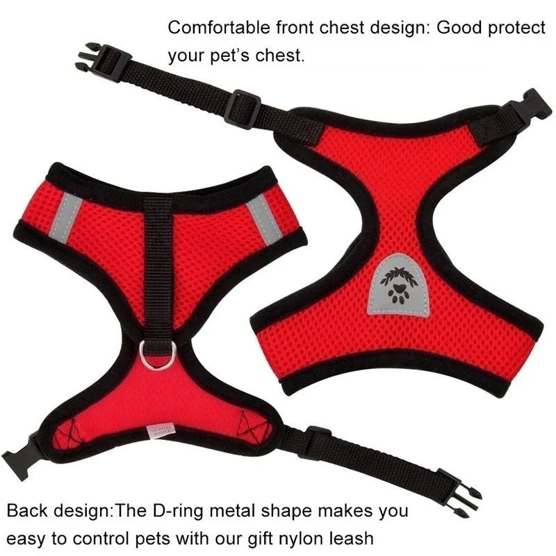 Adjustable Cat & Dog Harness Vest with Traction Rope Set