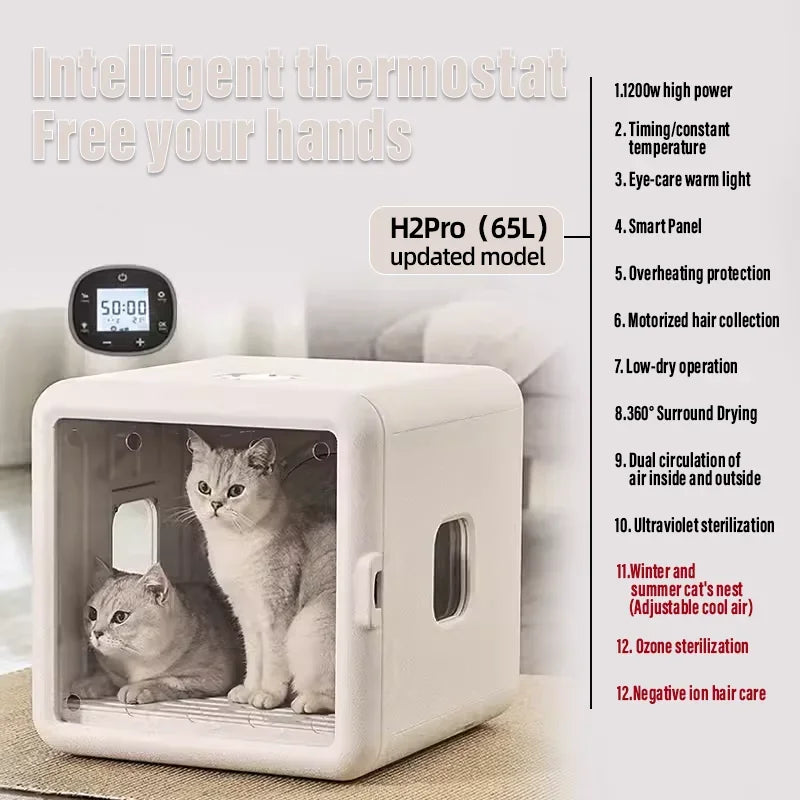Smart Pet Drying Box – Automatic Temperature Control Dryer with Water Sterilization for Cats and Dogs